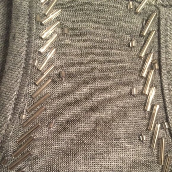 Greay beaded Cold Shoulder Long Sleeve Top - Picture 3 of 3